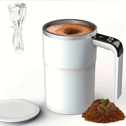 Temperature Display Automatic Stirring Cup, Rechargeable Magnetic Automatic Stirring Coffee Cup, Portable Travel Water Cup