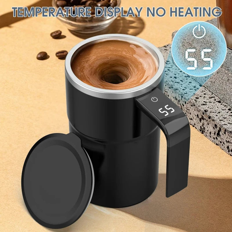 Temperature Display Automatic Stirring Cup, Rechargeable Magnetic Automatic Stirring Coffee Cup, Portable Travel Water Cup