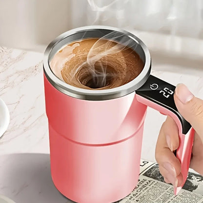 Temperature Display Automatic Stirring Cup, Rechargeable Magnetic Automatic Stirring Coffee Cup, Portable Travel Water Cup